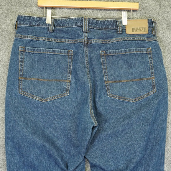 Duluth Trading Flex Weekender Jeans Mens 38x32 Blue Straight Leg Stretch Denim - Picture 3 of 11